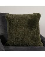 Khaki Green Short Pile Sheepskin Cushion by Native