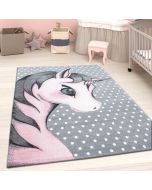 Unicorn Grey Pink White Rug by Viva Rug