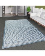 Outdoor Rug Light Blue Cream Diamond by Viva Rug 