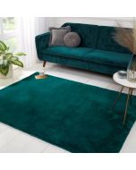 HMC Luxe Faux Fur Teal Plain Shaggy Rug