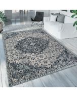 Blue Grey Cream Floral Vintage Oriental Rug by Viva Rug