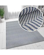 Cotton Rug Navy Blue Grey Braided Striped by Viva Rug