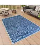 Outdoor Rug Navy Blue and Light Blue Greek Key by Viva Rug 