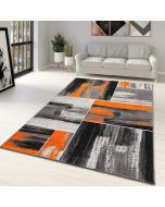 Orange Grey Geometric Abstract Rug by Viva Rug