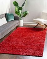 Rug Style Retro Shaggy Plain Red Modern Rug 