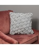 Grey Handknotted Velvet Cushion - Feather Filled by Native