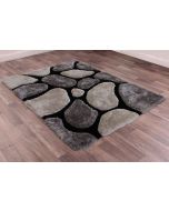 Ultimate Stepping Stones Black Shaggy Rug 