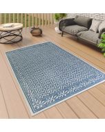 Outdoor Rug Teal Blue Cream Greek Key by Viva Rug 