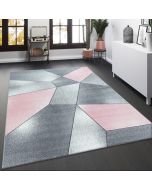 Blush Pink Grey Pastel Geometric Rug by Viva Rug