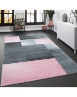 Grey Pink Geometric Rug by Viva Rug