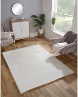 HMC Luxe Faux Fur Ivory Plain Shaggy Rug