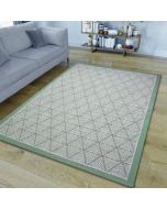 Cotton Rug Green Beige Geometric Pattern by Viva Rug