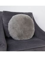 Grey Short Pile Sheepskin Circle Cushion by Native
